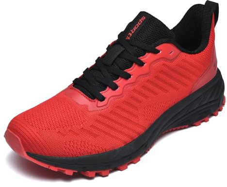 frysen Zapatillas Running Hombre Mujer Zapatillas Deportivas Fitness Casuales Zapatillas Deporte Senderismo Trail Gimnasio Tenis Deportivos RedBlack 46 EU