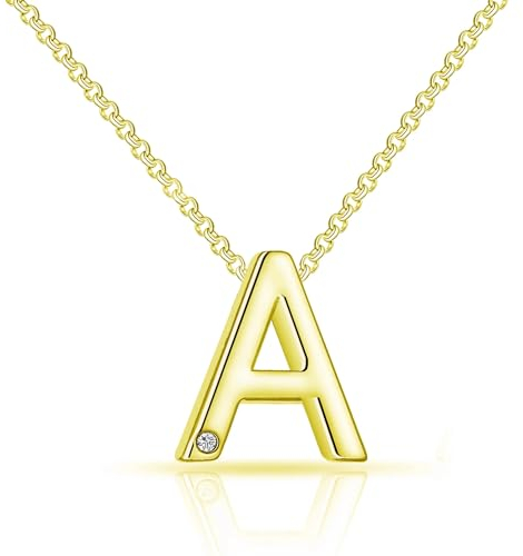 Philip Jones Gold Plated Initial Necklace Letter A Created with Zircondia® Crystals