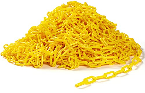 Vicenpal 200ft Yellow Plastic Chain Links, Plastic Safety Chain Barrier Weatherproof UV Resistant for Crowd Control, Driveway, Parking Lot, Garden, Fence, and Event Decoration (1 Piece)