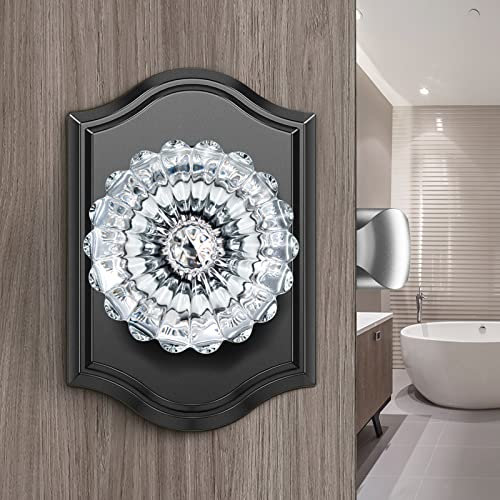 Calzibeno Black Crystal Glass Door Knobs with Lock - Vintage Bedroom & Bathroom Privacy Function
