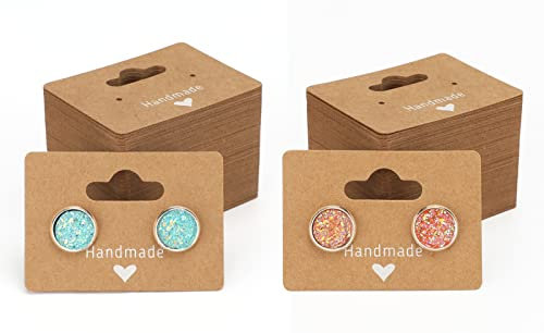 G2PLUS 200 Stück klein Ohrringe Displaykarten - 5x3.5CM Ohrringkarten Kraftpapier - Earrings Kartenhalter für Schmuck, Ohrstecker und Ohrringe
