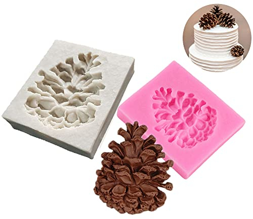 Cestony Echinacea Tannenzapfen-Silikonformen für DIY-Kuchen, Fondant, Kekse, Seife, Zucker, Pudding, Schokolade, harte Süßigkeiten, Dessert, Kerzen, Dekoration, 2 Stück