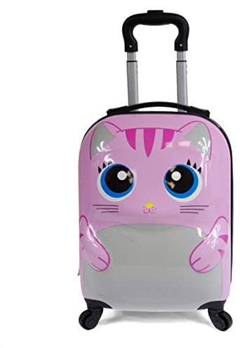 KINSTON Trolley für Kinder | Gepäck mit Tiermotiv, Rosa, L 32 x H 46 x P 25cm, Hartschalenkoffer aus ABS und Polycarbonat