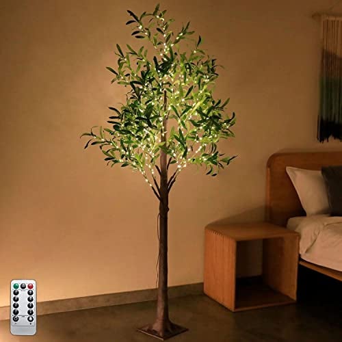 LED Beleuchteter Olivenbaum 180cm 300 LEDs Warmweiß,USB LED Lichterbaum mit Blätter und Fernbedienung,8 Lichtmodi, Künstliches Grünpflanzen mit Lichtern für Weihnachts Hochzeitsfeiertagsfeier Party