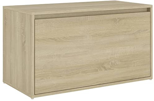 Makastle Moderne Sitzbank mit Stauraum Schuhbank mit Schublade Garderobenbank für Schlafzimmer Wohnzimmer Flur, 80x40x45 cm Sonoma-Eiche Holzwerkstoff
