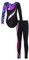 iEFiEL Mädchen Turnanzug Glitzer Gymnastik Leotard Langarm Akrobatik Anzug Tanzkostüme Turnbody Jumpsuit mit Sport Leggings Zb Star Schwarz und Hot Rosa 110-116