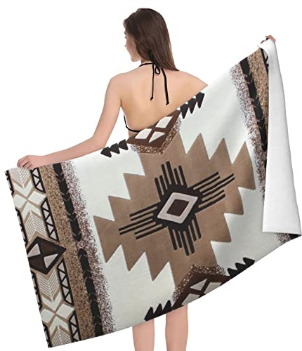 AMINNU Bedrucktes Mikrofaser-Strandtuch mit Indianer-Motiv, weich, hautfreundlich und saugfähig, verwendet in Badezimmern, Stränden und Schwimmbädern.