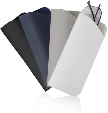 simarro 4 Stück Weiche Brillenetuis, Tragbare Lederbrillentasche Reise-Sonnenbrillenetui Schlankes Brillenetui Kratzfestes Brillenetui Lesebrillenetui für Frauen Männer