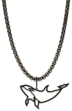Dustill Orca Halskette Herren Schwarz Edelstahl I 60 cm I 2,5 mm I Killerwal (Orca)