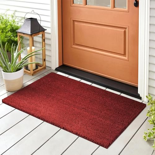 KARAT Doormat for Outdoor and Indoor Use, 50 x 80 cm, Red, 17 mm Height, Coconut Door Mat, Dirt Trapper Mat, Coconut Mat with Non-Slip Backing for Front Door, Entrance