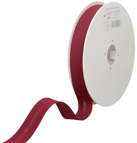 Les Petits Rubans Schrägband – 20 mm breit, gefaltet 10 mm, 25 m Rolle, 50% Baumwolle, 50% Polyester, Bordüre zum Nähen, Banner, Polster, Möbel, Paspeln, Kleidung, Decken
