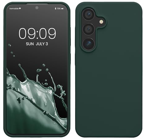 kwmobile Hülle kompatibel mit Samsung Galaxy S24 Hülle - Silikon Handy Case - Handyhülle für Samsung S24 weiche Oberfläche - kabelloses Laden für Galaxy S24 Case - Moosgrün
