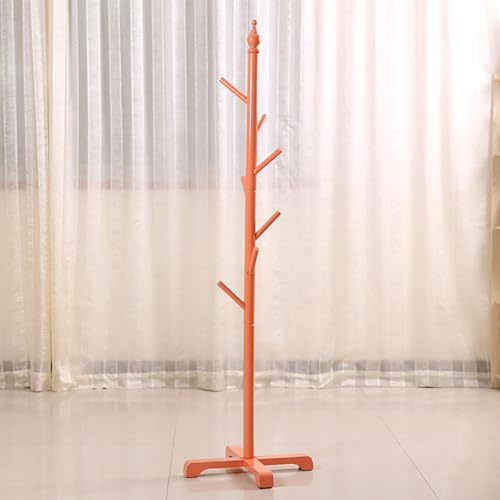 KnoRRs Porte-Manteau,Porte-Manteau en Bois,Arbre D'entrée Autoportant 7 Crochets,Porte-vêtements pour Manteaux,Chapeau,Sac à Main,Parapluie,pour la Maison,Le Bureau,Orange