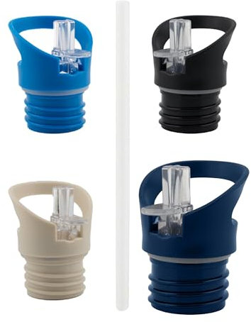 Salty Mind Ersatzdeckel/Trinkaufsatz mit Strohhalm für Edelstahltrinkflasche oder andere Weithalstrinkflasche Trinkhalmdeckel/Strohdeckel mit Öffnungsdurchmesser 45 mm (dunkelblau)