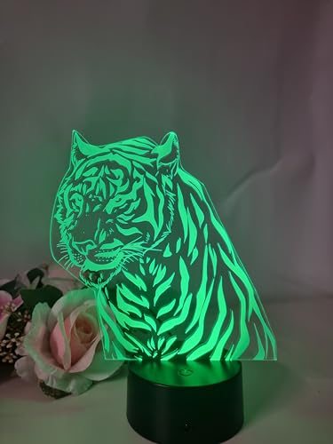 Optechvisual LED Tiger Tischlampe Das ideale Deko Accessoire und Nachtlicht für Tierliebhaber und Kinder