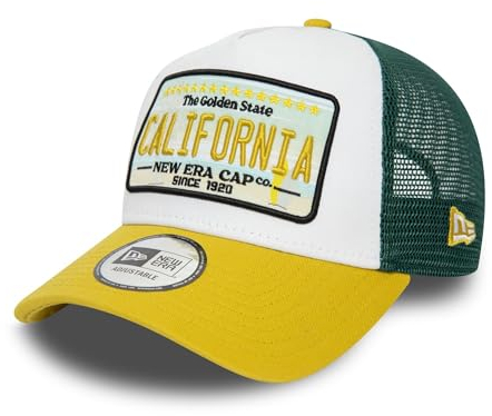 New Era California Truckercap A-Frame State Patch verstellbar Snapback Mesh Basecap weiß gelb grün - One-Size
