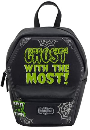 Concept One Unisex-Erwachsene Beetlejuice, Sargform, kleine Reisetasche, Geldbörse für Damen und Herren, verstellbare Schultergurte Mini-Rucksack, Schwarz, 11 Inch