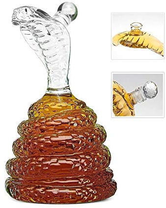 ANZHENGRQ Carafe À Whisky, King Cobra Snake Whisky Decanter, verre sans plomb soufflé à la main, caraftre de serpent for l'alcool, Scotch, bourbon, vodka, 600 ml