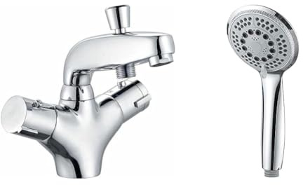 Edouard Rousseau - Mitigeur Thermostatique Bain-Douche Volga 2 - Remplissage Rapide & GRIFEMA COMPLENTO-G804 Douchette à Main 5 jets pour Salle de Bain, Moyen Pommeau de Douche