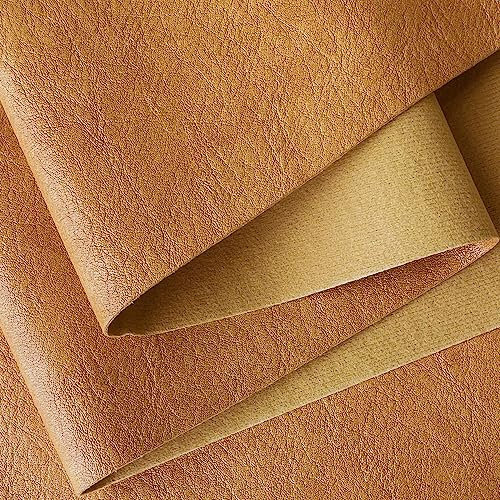 ONEART | Kunstleder Stoff Meterware, Lederimitat für Handwerk Dekor, weiche Körnung Polsterung Stoff, 91×135 cm-Hellbraun