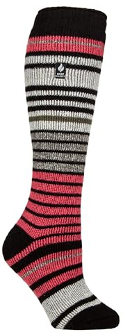 HEAT HOLDERS SOCKSHOP Damen 2.3 TOG Ski Socken Packung 1 (DE/NL/SE/PL, Numerisch, 37, 42, Regular, Regular, Schwarz/Korallenrosa)