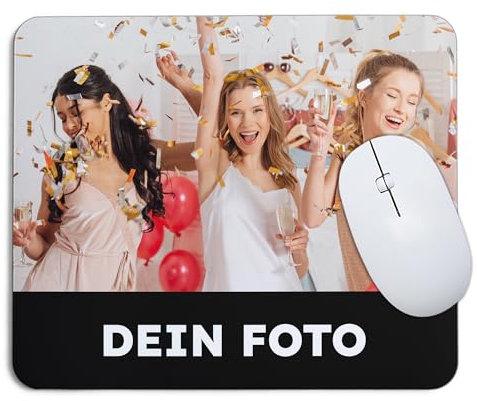 Cimpress Personalisiertes Mauspad mit Foto, Text oder Namen Individuell Bedruckte Mausunterlage mit Rutschfester Gummibasis, 24,2x20,2 cm für Büro, Arbeit, Schule, Zuhause