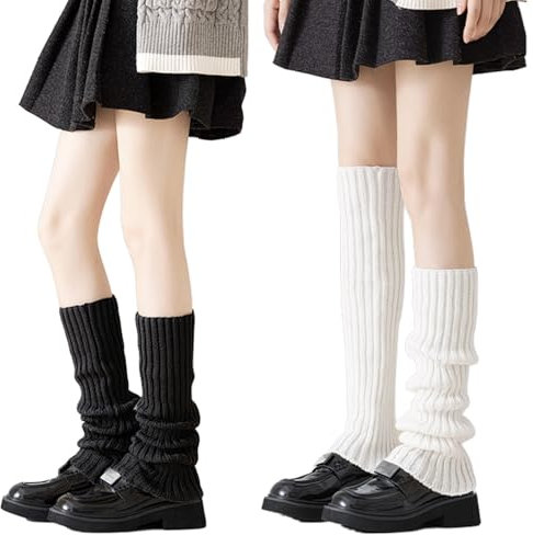 2 Paar Stulpen Damen, Winter Beinwärmer Beinlinge, 50cm Ballett Baumwolle Bein, Beinwärmer für Leg, Gestrickte Kinder Legwarmers, Damen Mädchen Zuhause, Freien, Yoga für Beinwärmer-Stiefelüberzüge