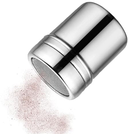 Lisutupode Spargitore per farina, spargitore per zucchero a velo, spargitore in polvere con coperchio, nebulizzatore in acciaio, spargitore per zucchero a velo, strumento da forno, shaker a