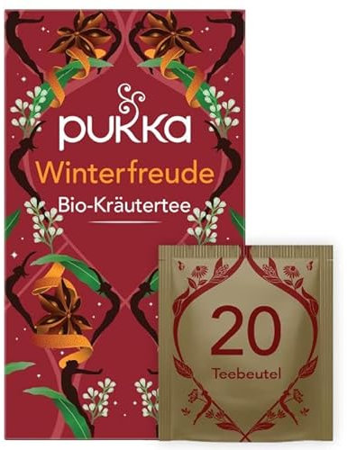 Pukka Tee Set, Bio-Kräutertee Winterfreude, Ingwer, Zimt, Nelken, Orange, Limited Edition, Für besinnliche Momente, 20 Teebeutel