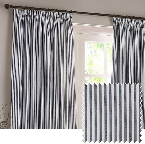 Yard Hebden Pencil Pleat Curtain Pair (Navy, 168 x 229 cm)