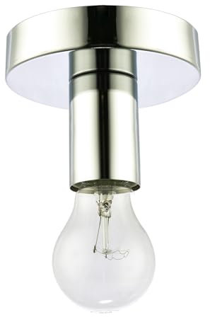 Happy Homewares Polished Chrome Ceiling or Wall Light Fitting to Showcase Industrial Style Light Bulbs | 12cm x 8cm | 1 x 11w E27