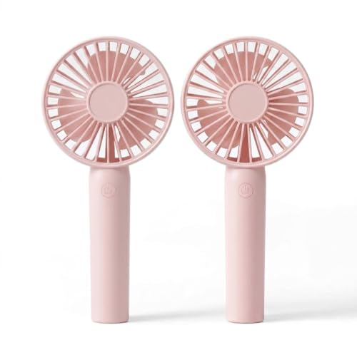 Linlinwill Portable Handheld Fan, USB Rechargeable Mini Fan, Ultra Quiet Hand Fan, Small Kids Fan, Lash Fan Face Fan for Makeup Hot flashes, Summer Essentials(2, Pink)