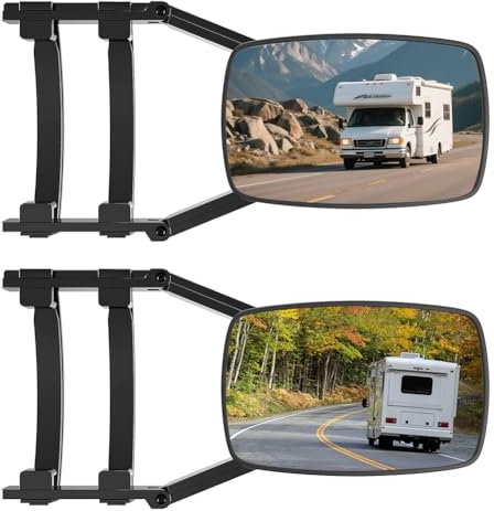 Wohnwagenspiege,Auto universal Zusatzspiegel,rechts & links Spiegelverlängerung,Auto Doppel Seitenspiegel,Anhängerspiegel für Wohnwagen und Caravan, Drehbar und Zusammenklappbar(2 Stück)