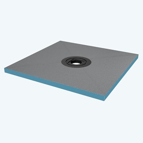 doporro Duschelement befliesbar mit Gefälle 90x90x4cm in Beton Grau Duschboard inkl. Ablaufgarnitur Zuschneidbar waagerechter Ablauf bodeneben und barrierefrei einbaubar XPS