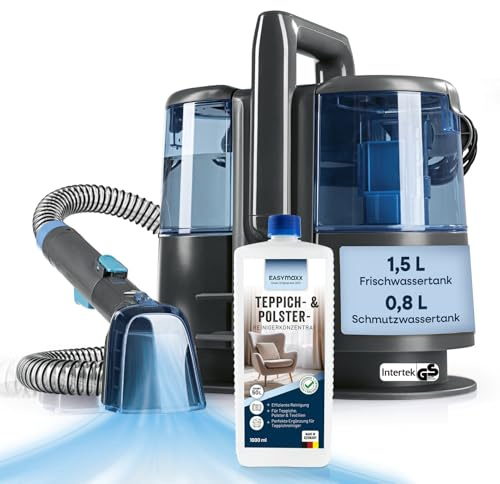 CLEANmaxx Pro Power Polsterreiniger Gerät 600W Blau | leistungsstarker Waschsauger mit Dual-Tank | für Sofa Auto Teppich Polster | inkl. Teppichshampoo für starke Fleckenentfernung