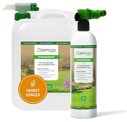 RASENBLITZ Rasendünger Herbst flüssig 5 L Flüssigdünger | zur Vorbereitung vor dem Winter, ideal zur Ergänzung zu Rasensamen, inkl. Sprühflasche, am Gartenschlauch