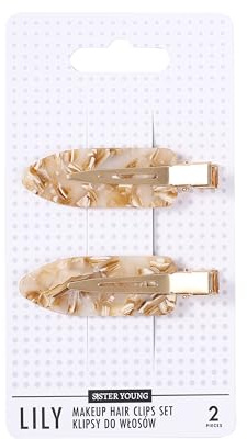 SISTER YOUNG – LILY Make-up Haarclips Set – 2 Stück – Faltenfreie Haarspangen für Make-up, Pflege & Styling – Rutschfeste Clips, sanft zum Haar, elegant & praktisch (MILK APRICOT)