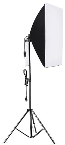 Luocute Softbox-Fotografie-Beleuchtungsset, 60 X 60 cm, Professionelle Studioleuchte mit 85 W LED-Glühbirne, 2800 K, 5700 K, 3 Beleuchtungsmodi, Fernbedienung, für Videoaufzeichnung, (EU-Stecker)