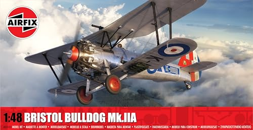 AIRFIX - A05145 Bristol Bulldog Mk.IIA Militärflugzeug-Plastikbausatz für Erwachsene und Kinder, Set enthält 3 verschiedene Lackierungsvarianten und Abziehbilder – Maßstab 1:48