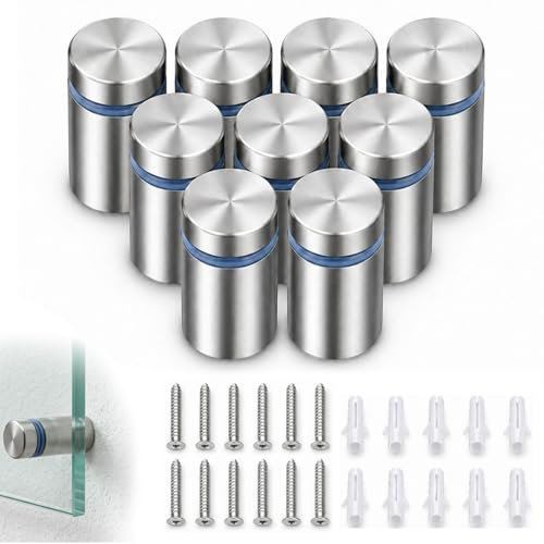 10 Pièces Entretoise Inox, 12x25 mm Entretoises Acier Inoxydable avec Vis | Entretoise Verre Publicité D'écartement Support pour Fixation Murale Clous Publicitaires pour Panneaux Miroirs Photos
