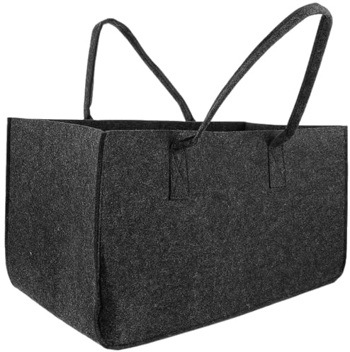 Vaguelly Large-capacity 1 Felt Firewood Container Storage Pouch with Handle Hand Strap Foldable Easy to Carry Log Bag for Camping and Picnics