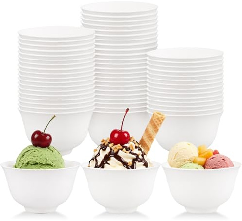 Fancysky Bicchieri di carta per gelato, 50 ciotole da dessert usa e getta, Cartone Resistente alle Perdite, tazze per gelato, yogurt congelato, zuppe (Single-ball)