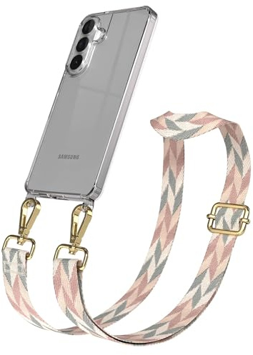 EAZY CASE Handykette - Verstellbares Taschenband kompatibel mit Galaxy S26 Plus, Schulterriemen, Handykordel mit Silikon Hülle, Umhängetasche, Mint/Rosa Mix Gold