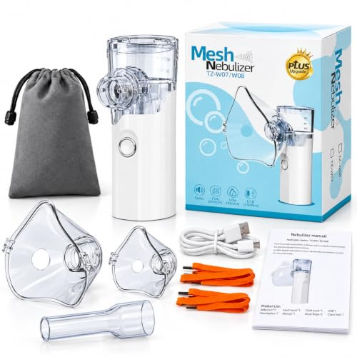 Nebulizador Portátil Ultrasónico para Adultos, Niños y Bebé | Kit Completo: Mascarilla Adulto + Infantil + Boquilla + Bolsa | Inhalador Nasal Silencioso Recargable USB, Uso en Casa y Viaje