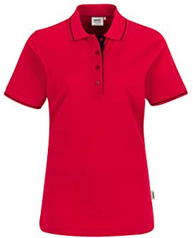 HAKRO Damen Polo-Shirt Casual - 203 - rot/schwarz - Größe: 3XL