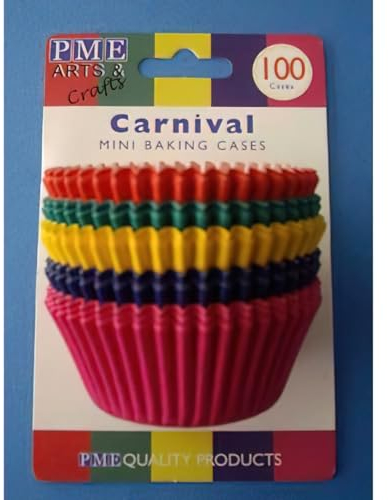 PME BC741 Carnival Paper Baking Cases for Cupcakes, Mini Size, Pack of 100 , 4.5 x 4.5 x 2 cm