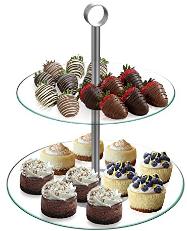 Chef Buddy Buffet- und Dessertständer aus Glas, rund, 2 Etagen