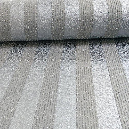 A.S. Création Stripe Wallpaper Stripey Striped Glitter Sparkle Embossed Silver Black