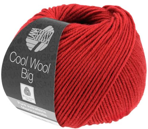 LANA GROSSA Cool Wool Big | Extrafeine Merinowolle waschmaschinenfest und filzfrei | Handstrickgarn aus 100% Schurwolle (Merino) | 50g Wolle zum Stricken & Häkeln | 120m Garn FB 924