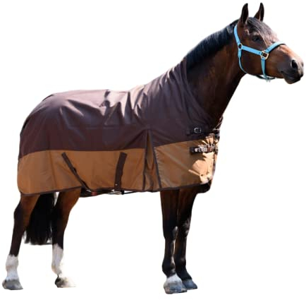 Pferdedecke 600D High Neck Polarfleece Weidedecke Winterdecke Regendecke Turnout : Fleece Navy/Hell Blau 145